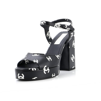 Chanel Women's Coco Beach Heeled Sandals Printed Leather