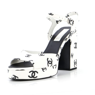 Chanel Women's Coco Beach Heeled Sandals Printed Leather