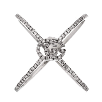 Gucci GG Running Cross Ring 18K White Gold and Pave Diamonds