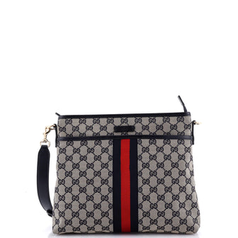 Gucci Front Pocket Web Messenger GG Canvas Small