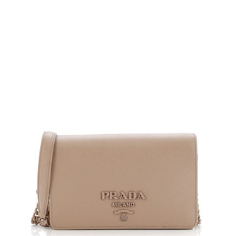 Prada Monochrome Chain Flap Bag Saffiano Leather Small