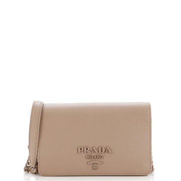 Prada Monochrome Chain Flap Bag Saffiano Leather Small