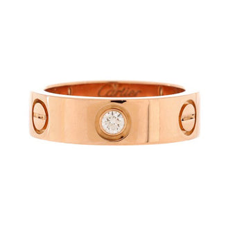 Cartier Love 3 Diamonds Band Ring 18K Rose Gold with Diamonds