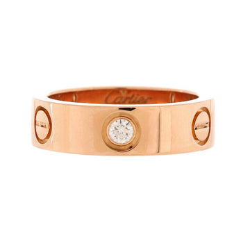 Cartier Love 3 Diamonds Band Ring 18K Rose Gold with Diamonds