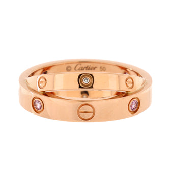 Cartier Love Double Ring 18K Rose Gold with Pink Sapphires and Diamonds