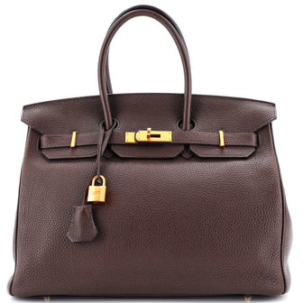 Hermes Birkin Handbag Brown Togo with Gold Hardware 35