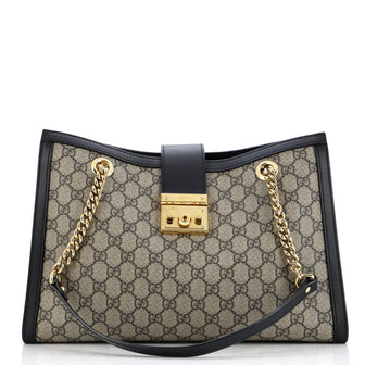 Gucci Padlock Chain Tote GG Coated Canvas Medium