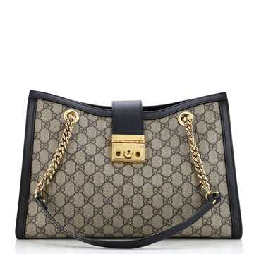 Gucci Padlock Chain Tote GG Coated Canvas Medium
