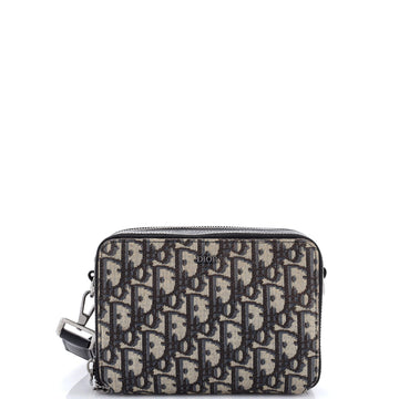 Christian Dior Double Zip Crossbody Pouch Oblique Canvas