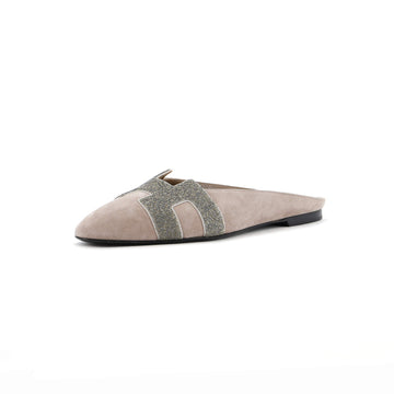 Hermes Women's Roxane Mules Crystal Embellished Suede