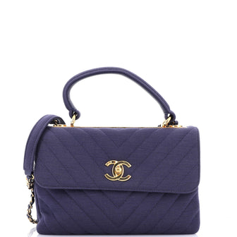 Chanel Trendy CC Top Handle Bag Chevron Jersey Small