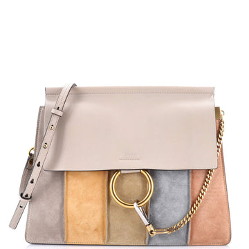 Chloe Faye Shoulder Bag Stitched Suede and Leather Medium
