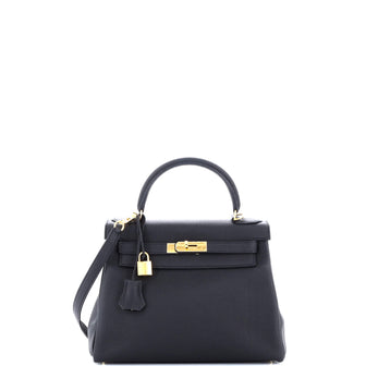 Hermes Kelly Handbag Black Togo with Gold Hardware 28