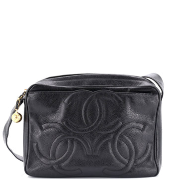 Chanel Vintage Triple CC Camera Shoulder Bag Caviar Medium