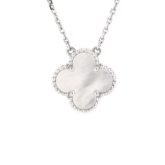 Van Cleef & Arpels Vintage Alhambra Pendant Necklace 18K White Gold and Mother of Pearl
