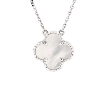 Van Cleef & Arpels Vintage Alhambra Pendant Necklace 18K White Gold and Mother of Pearl