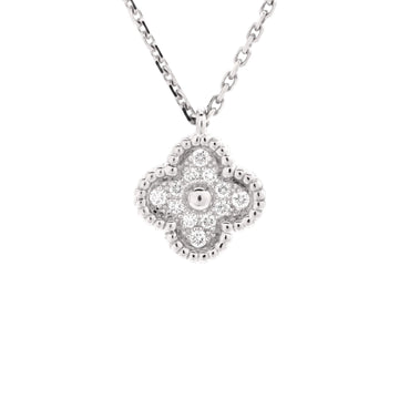 Van Cleef & Arpels Sweet Alhambra Pendant Necklace 18K White Gold with Diamonds