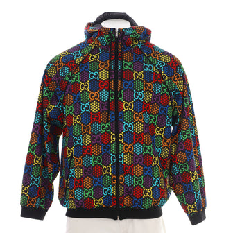 Gucci Men's Windbreaker Psychedelic Print GG Polyester and Cotton Blend