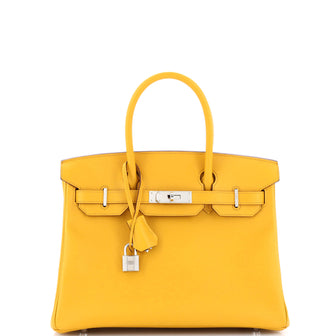 Hermes Birkin Handbag Yellow Epsom with Palladium Hardware 30