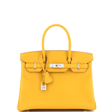 Hermes Birkin Handbag Yellow Epsom with Palladium Hardware 30