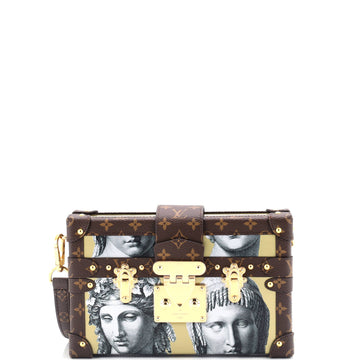 Louis Vuitton Petite Malle Handbag Limited Edition Fornasetti Print Leather and Monogram Canvas