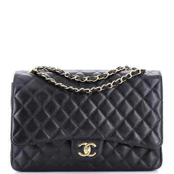 Chanel Classic Double Flap Bag Quilted Caviar Maxi