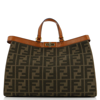 Fendi Peekaboo X-Tote Embroidered Zucca Canvas Medium