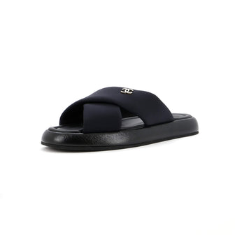 Chanel Women's CC Criss Cross Mule Sandals Fabric