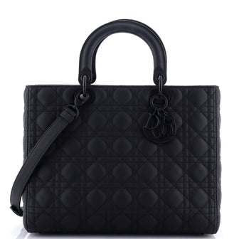 Christian Dior Ultra Matte Lady Dior Bag Cannage Quilt Calfskin Large