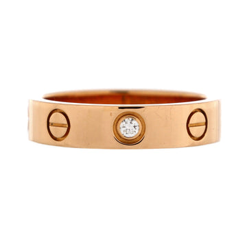 Cartier Love Wedding Band 1 Diamond Ring 18K Rose Gold with Diamond