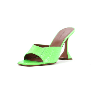 Amina Muaddi Women's Lupita Heeled Mules Crocodile Embossed Leather 90