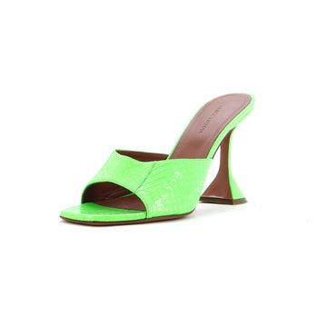 Amina Muaddi Women's Lupita Heeled Mules Crocodile Embossed Leather 90