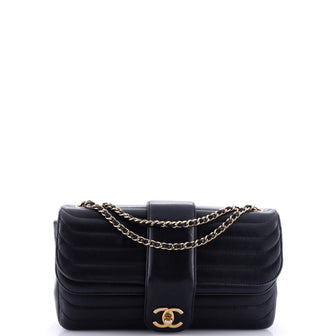 Chanel Vintage CC Flap Bag Horizontal Quilted Lambskin Small