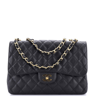Chanel Classic Single Flap Bag Quilted Caviar Jumbo