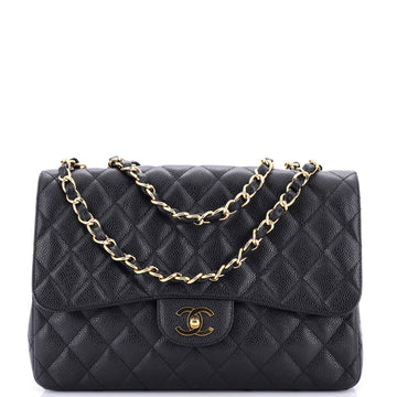 Chanel Classic Single Flap Bag Quilted Caviar Jumbo