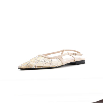 Gucci Women's Slingback Pumps Crystal GG Embellished Mesh