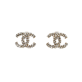 Chanel CC Stud Earrings Metal with Crystals
