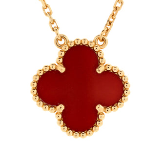 Van Cleef & Arpels Vintage Alhambra Pendant Necklace 18K Yellow Gold and Carnelian