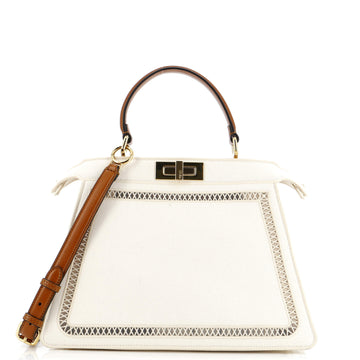 Fendi Peekaboo ISeeU Bag Ajour Embroidered Canvas Medium