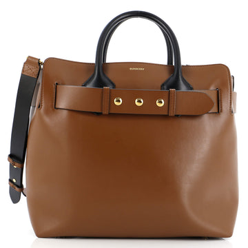 Burberry Triple Stud Belt Tote Leather with Check Canvas Interior Medium