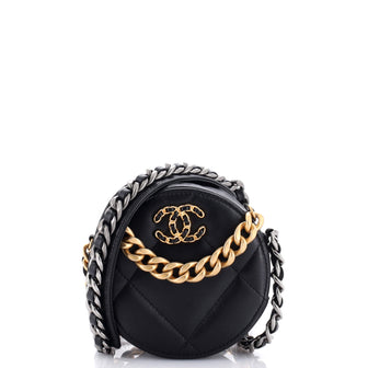 Chanel 19 Round Clutch with Chain Quilted Leather