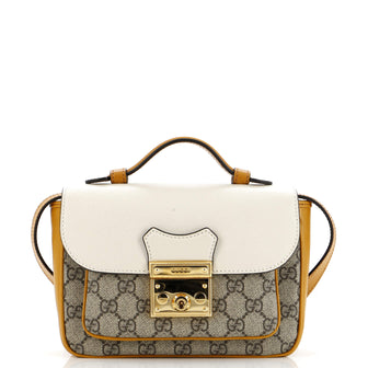 Gucci Padlock Front Pocket Flap Shoulder Bag GG Coated Canvas and Leather Mini