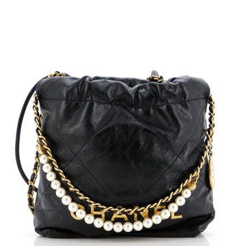 Chanel 22 Chain Hobo Quilted Calfskin with Pearl Chain Mini