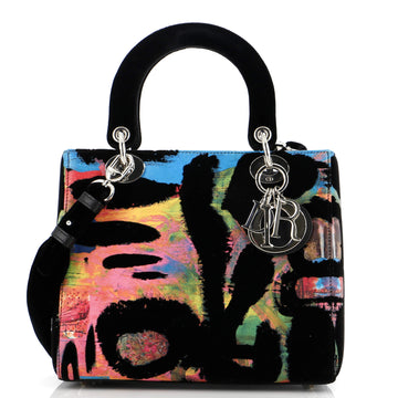 Christian Dior Lady Dior Art Bag Limited Edition Chris Martin Printed Velvet Medium