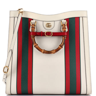 Gucci Diana NM Bamboo Handle Tote Printed Leather Large