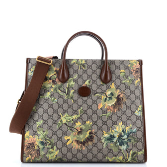 Gucci Interlocking G Patch Convertible Tote Printed GG Coated Canvas Medium