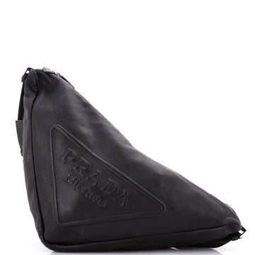 Prada Triangle Logo Zip Messenger Leather Large