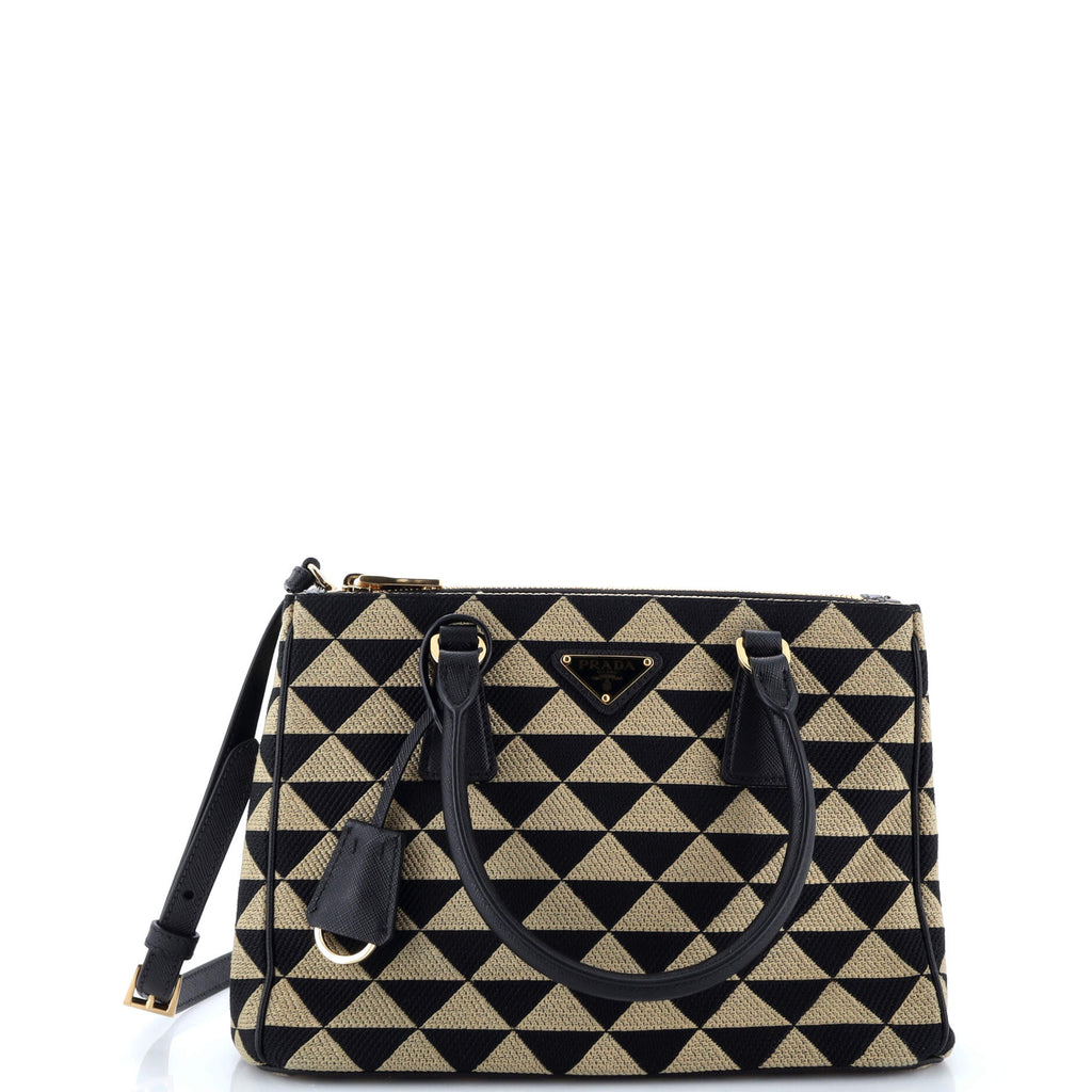 Prada Symbole Galleria Double Zip Tote Jacquard Small 313389