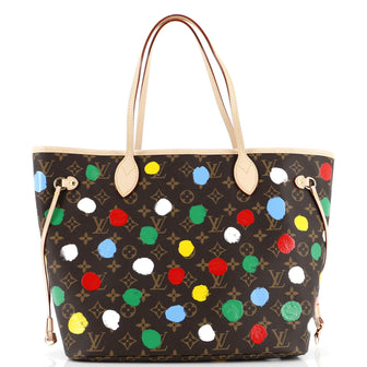 Louis Vuitton Neverfull NM Tote Yayoi Kusama Painted Dots Monogram Canvas MM