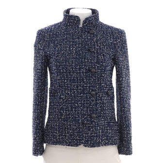Chanel Women's Two Pocket Stand Collar Jacket Tweed